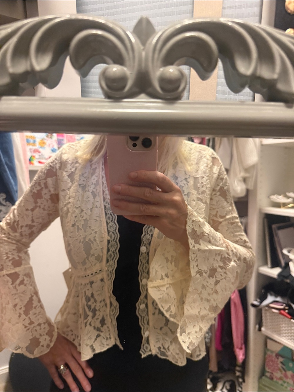Camellia Cream Lace Peplum Blouse - Picture 5 of 8